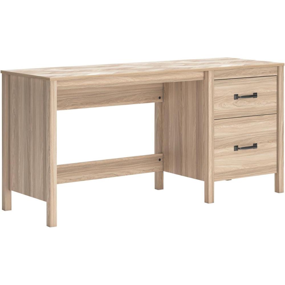 imageSignature Design by Ashley Battelle Casual 60quot Home Office Desk with 1 Drawer and Cabinet Door Light BrownMidCentury Modern