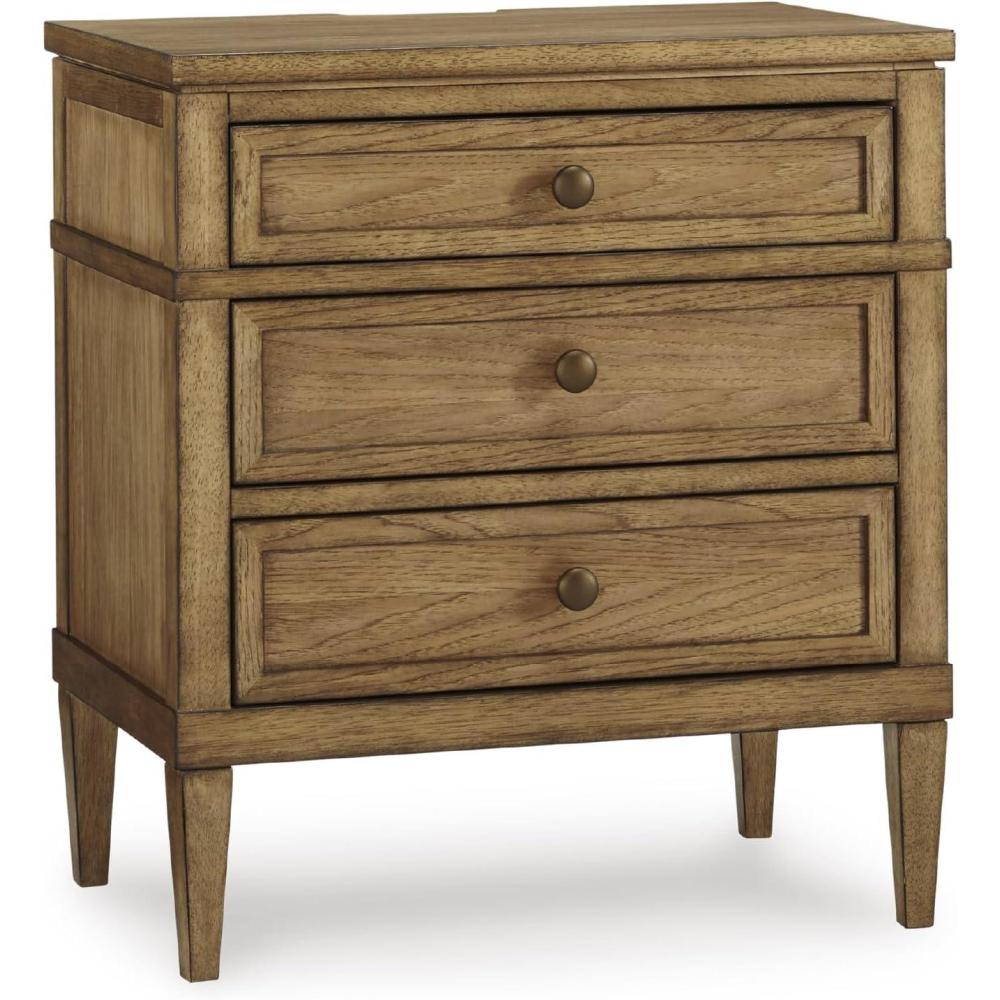 imageSignature Design by Ashley Blairhurst 3 Drawer Nightstand with USB Charging 2875quot Tall Light Grayish BrownBrown