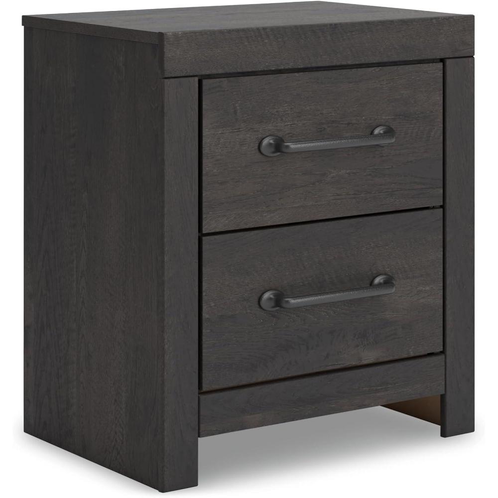 imageSignature Design by Ashley Blairhurst 3 Drawer Nightstand with USB Charging 2875quot Tall Light Grayish BrownDark Gray