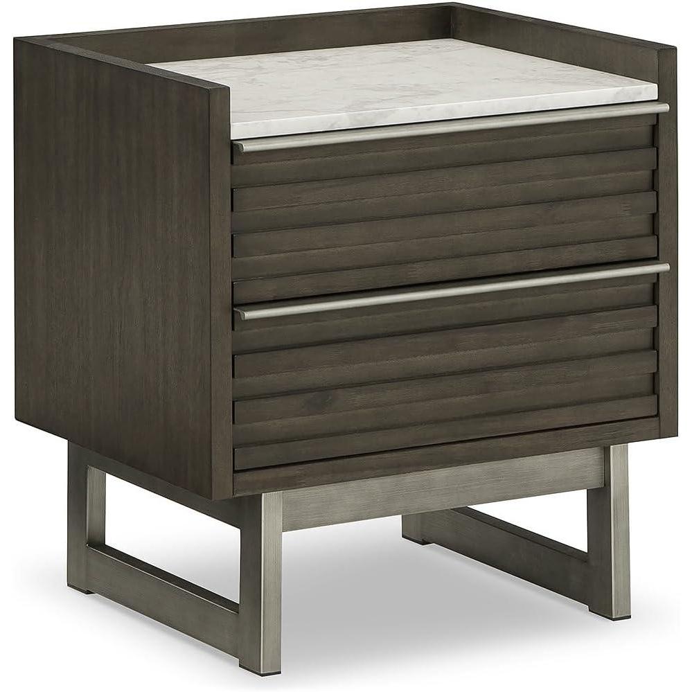 imageSignature Design by Ashley Blairhurst 3 Drawer Nightstand with USB Charging 2875quot Tall Light Grayish BrownGrayish BrownWhite