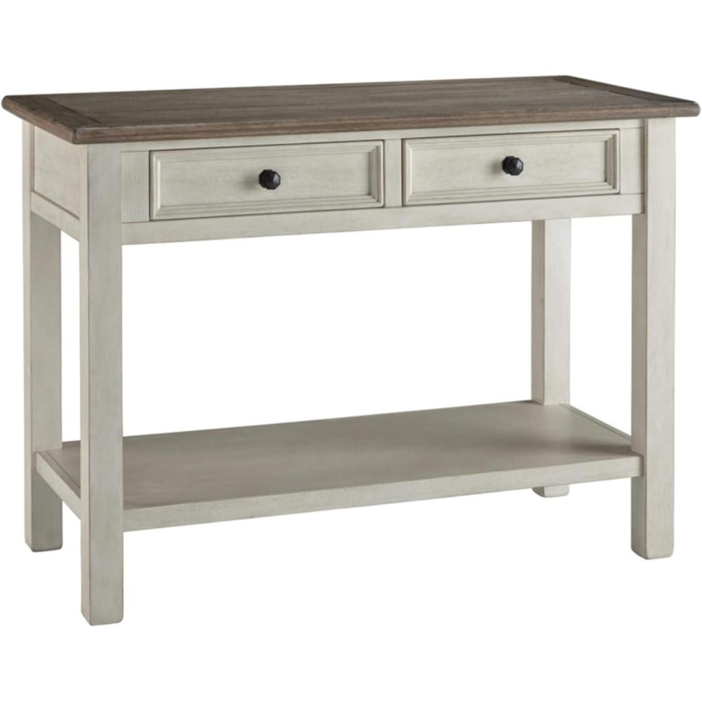 imageSignature Design by Ashley Bolanburg Farmhouse Rectangular Two Tone Sofa Table Antique CreamWhitewash