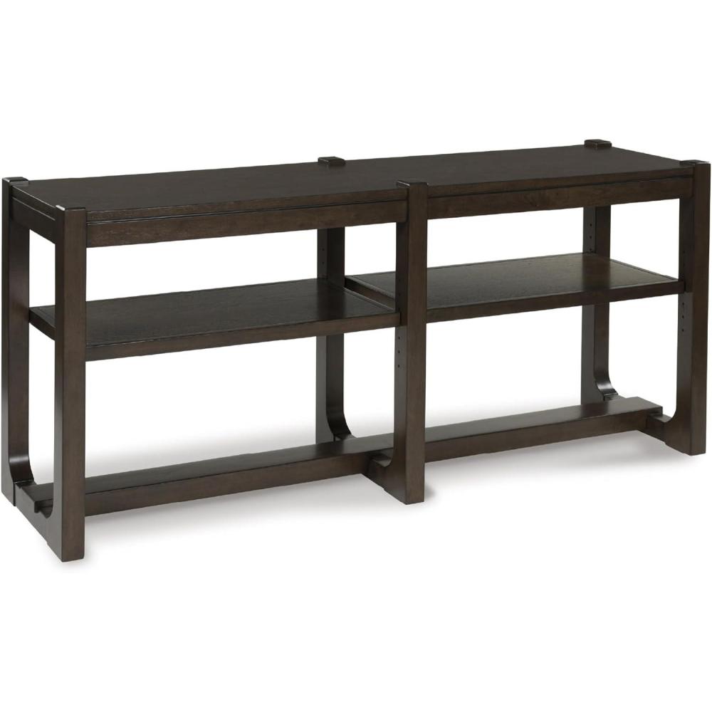 imageSignature Design by Ashley Breckington Modern Sofa Table with Adjustable Shelves Dark Brown