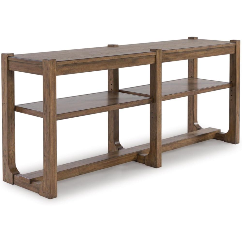 imageSignature Design by Ashley Cabalynn Farmhouse Sofa Table with 2 Adjustable Shelves Light Brown