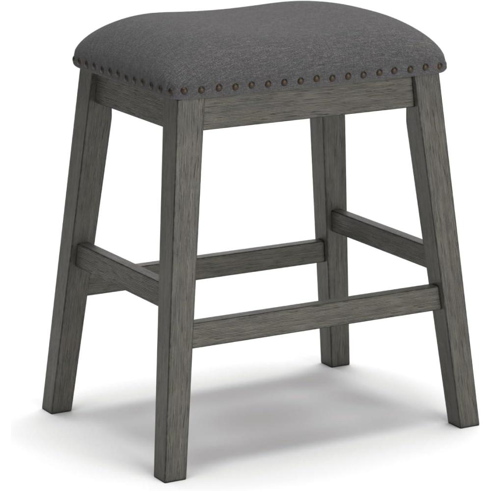 imageSignature Design by Ashley Caitbrook Rustic 244quot Counter Height Upholstered Barstool 2 Count GrayGrey