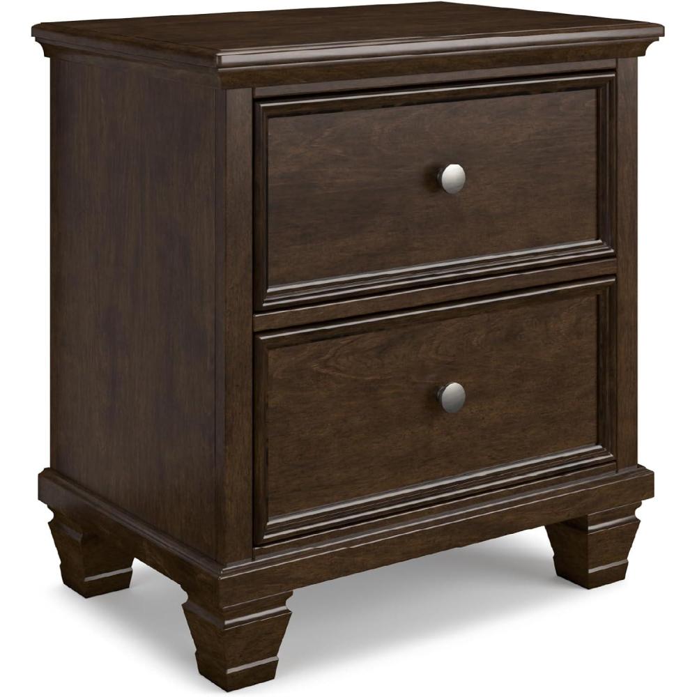 imageSignature Design by Ashley Danabrin Classic 2 Drawer Nightstand for Bedroom 2663quot Tall Dark BrownDark Brown