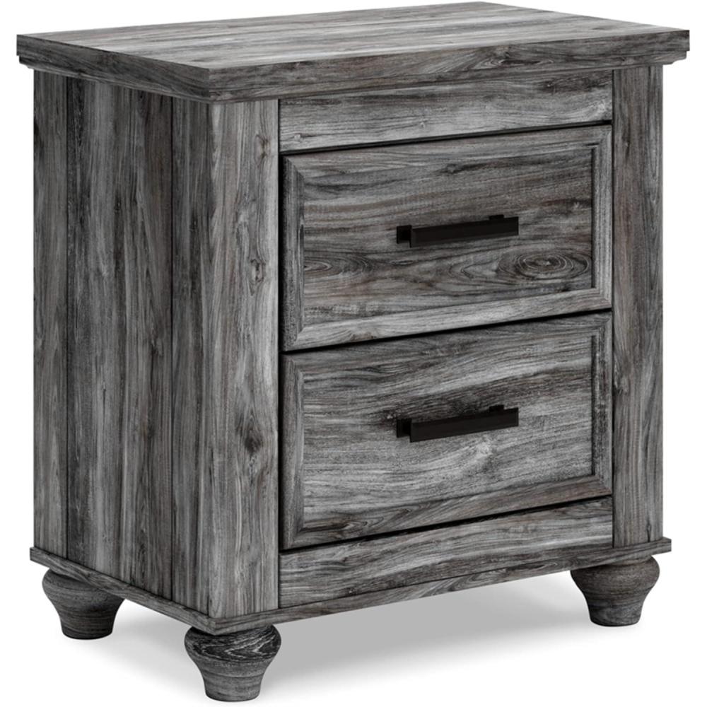 imageSignature Design by Ashley Drystan Rustic Industrial 2 Drawer Nightstand with 2 SlimProfile USB Charging Stations 2437quot Tall Weatherworn BrownGrey