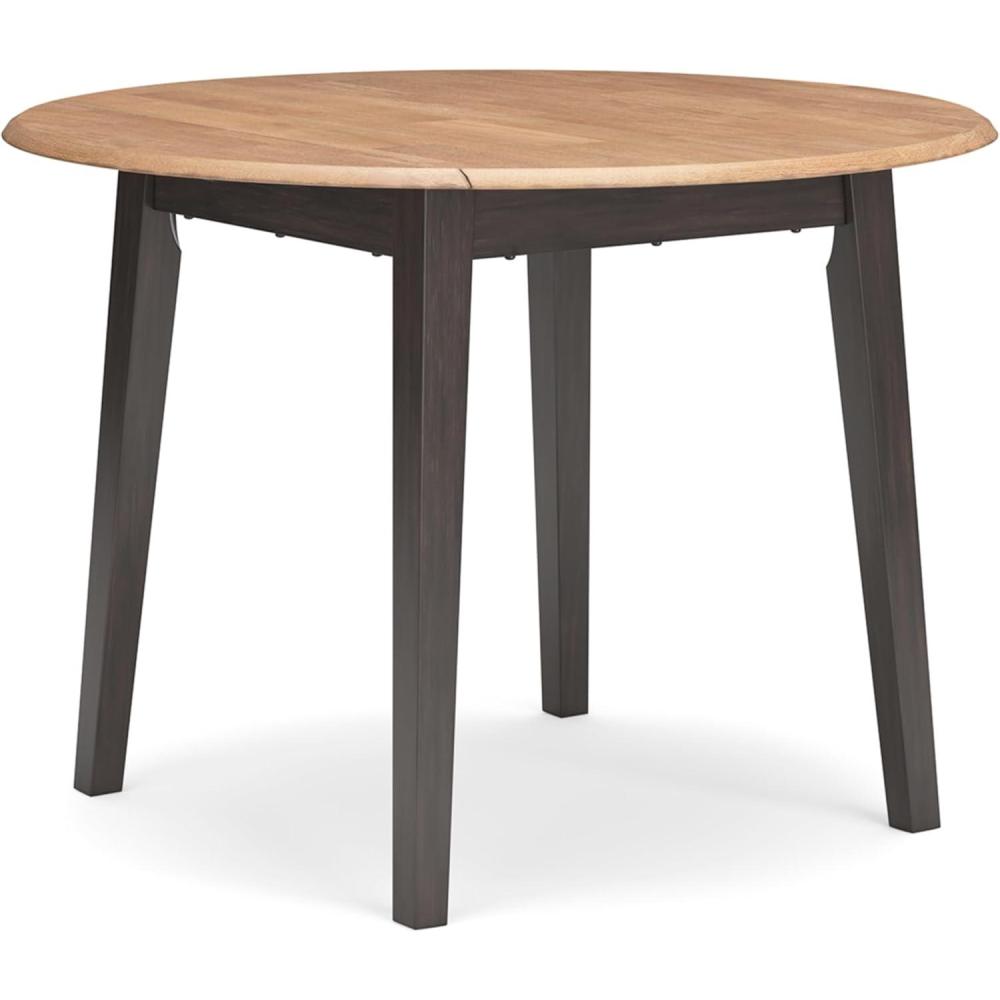 imageSignature Design by Ashley Gesthaven Modern Dining Drop Leaf Table with 4 Legs Light Brown ampamp BlueLight Brown Dark Brown