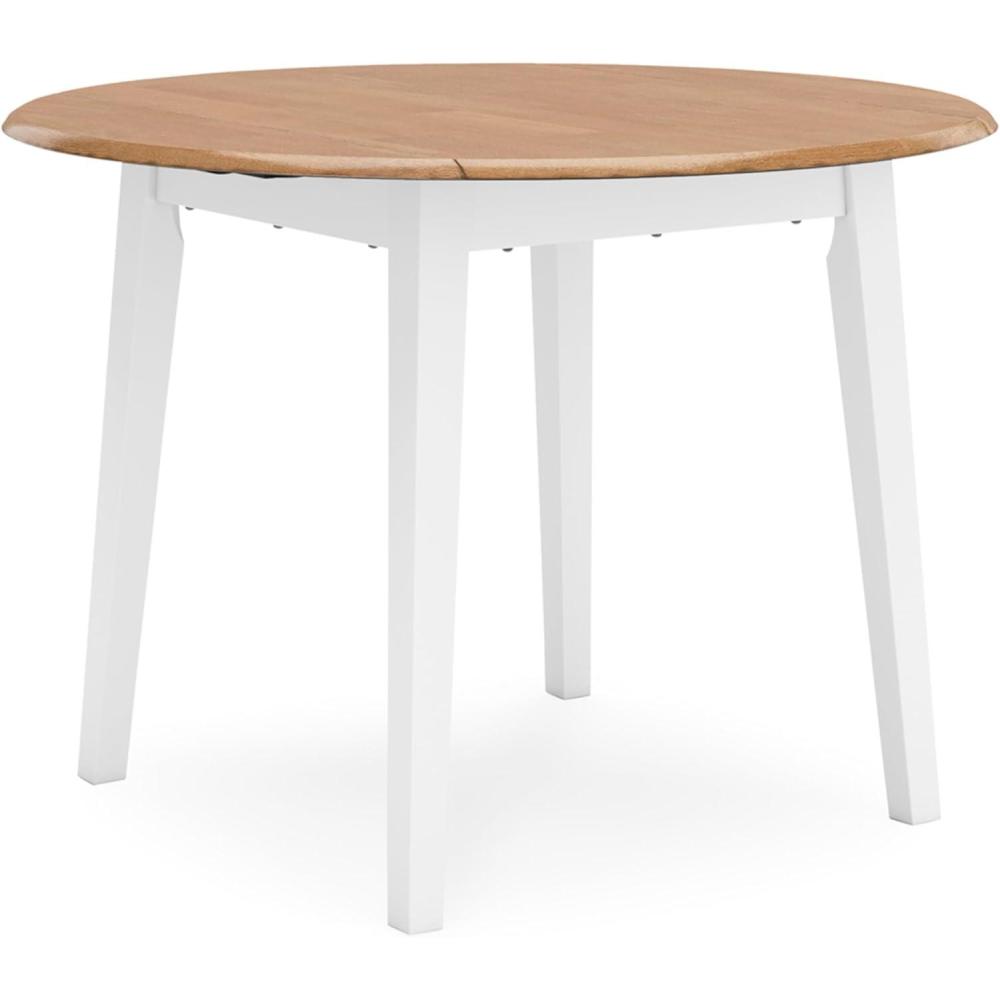 imageSignature Design by Ashley Gesthaven Modern Dining Drop Leaf Table with 4 Legs Light Brown ampamp BlueLight Brown White