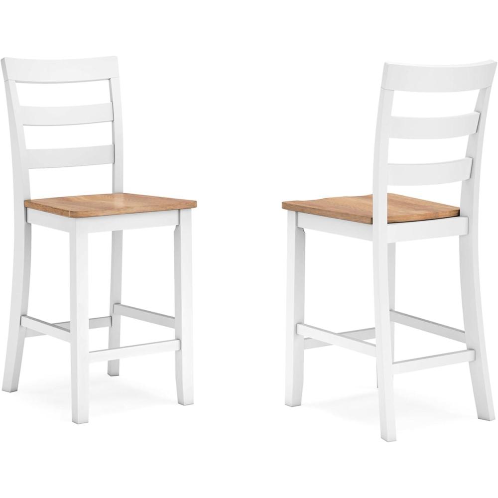 imageSignature Design by Ashley Gesthaven Solid Wood Frame Counter Height Barstool Set of 2 Slate BlueNaturalLight Brown White
