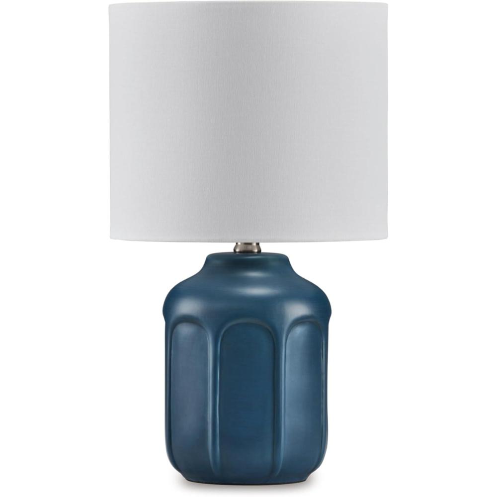 imageSignature Design by Ashley Gierburg Minimalist Ceramic Table Lamp with OnOff Switch Blue ampamp WhiteBlue  White