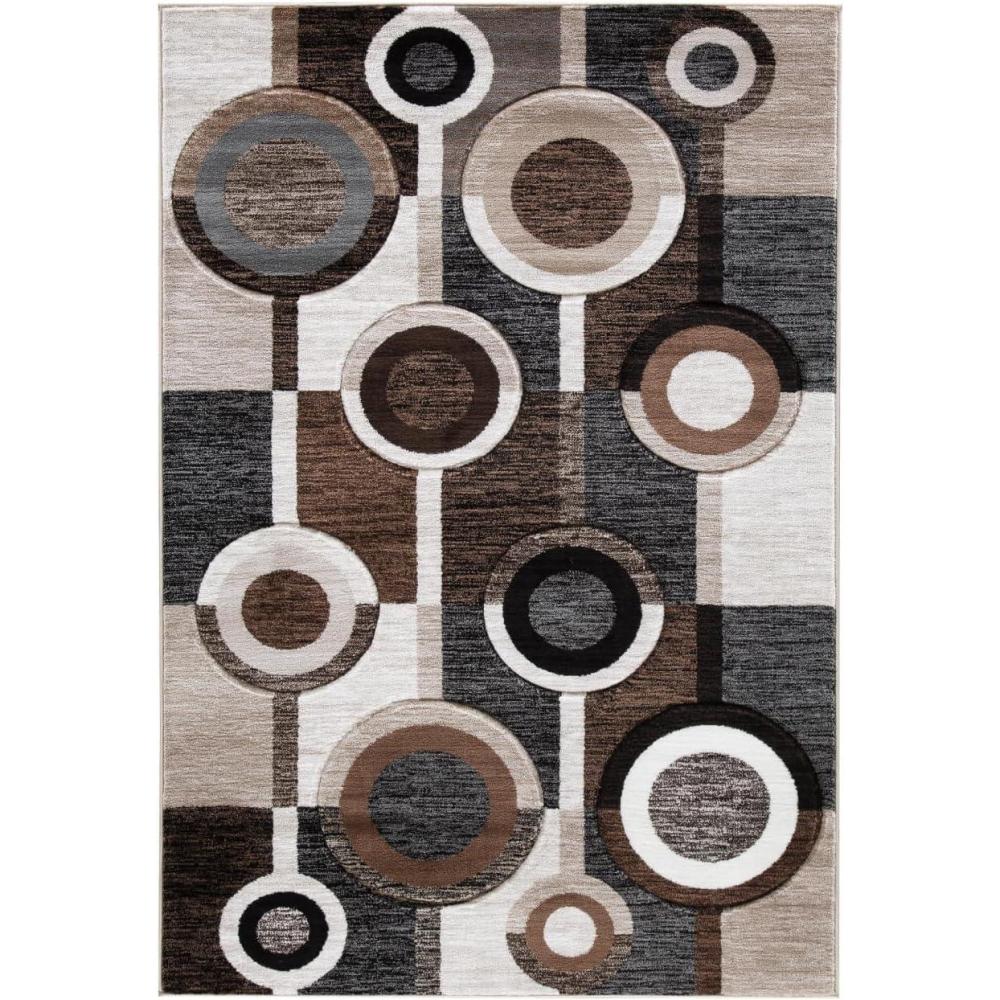 imageSignature Design by Ashley Guintte Modern 5 x 7 Medium Pile Multilayered Geometric Design Rug Black Brown ampamp Cream5 x 67 Rectangular