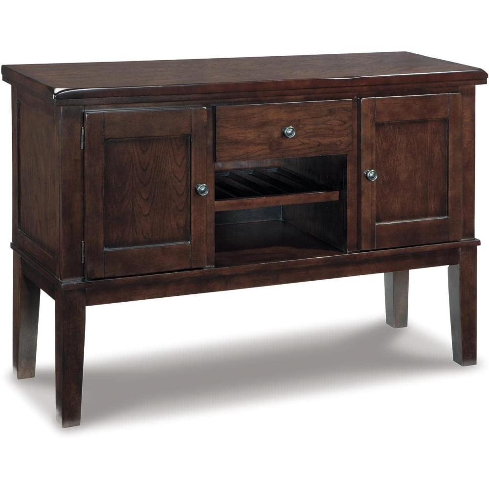 imageSignature Design by Ashley Haddigan Casual Traditional Dining Room Buffet Cabinet with Wine Rack Adjustable Shelf 1 Drawer Wood 54quot Wide Dark BrownDark Brown