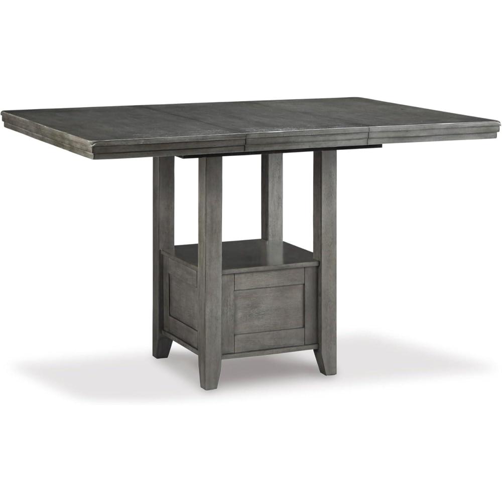 imageSignature Design by Ashley Hallanden Modern Farmhouse Counter Height Dining Room Extension Table Dark GrayGrey