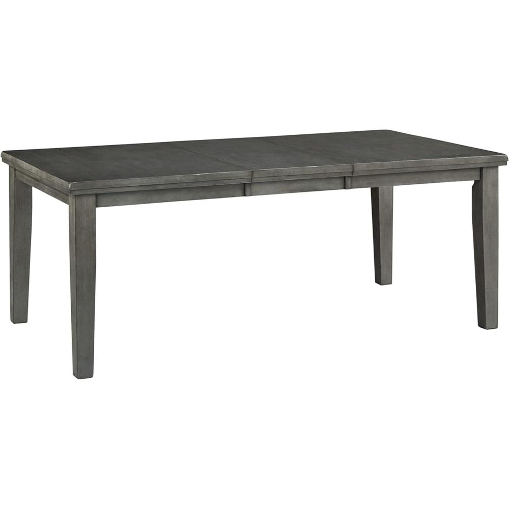 imageSignature Design by Ashley Hallanden Modern Farmhouse Rectangular Dining Room Butterfly Extension Table with SelfStoring Leaf Seats Up to 6 Wood Dark GrayGrey