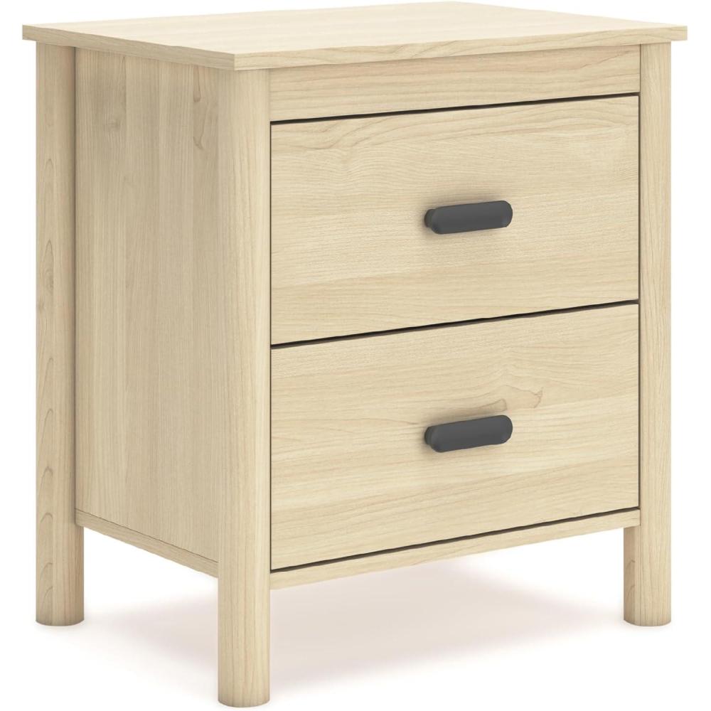 imageSignature Design by Ashley Hallityn Minimalist 2 Drawer Nightstand SmoothGliding Drawers Wood 2134quot W x 1594quot D x 2437quot H Matte White FinishBeige