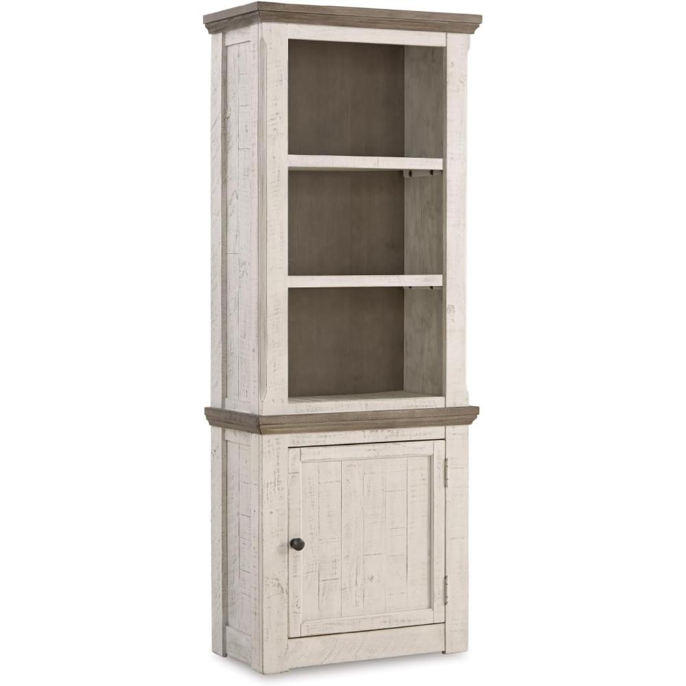 imageSignature Design by Ashley Havalance Farmhouse Left Pier Cabinet Modern Bookcase Vintage WhiteRight Cabinet