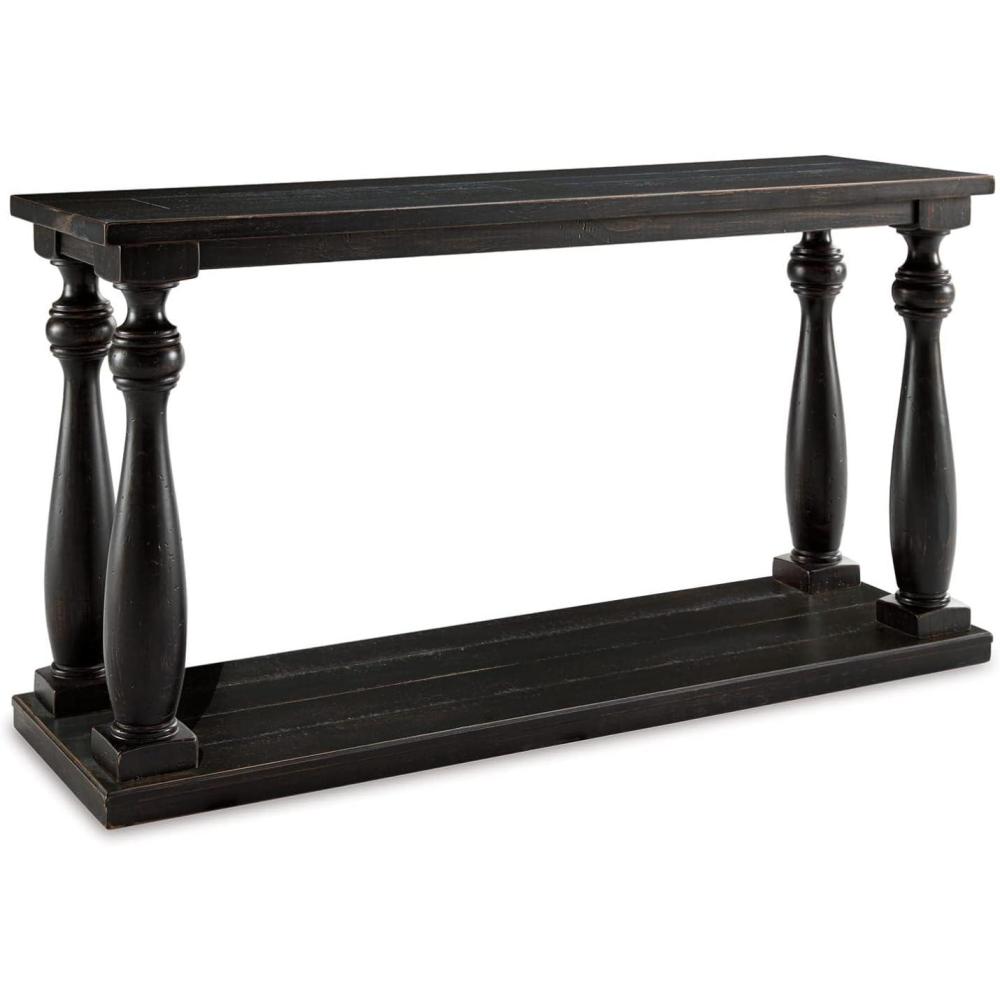 imageSignature Design by Ashley Johnelle Casual Sofa Table Planklook Framed Tabletop Weathered Finish Elm Veneers and Wood 60quot W x 18quot D x 3188quot H GrayBlack