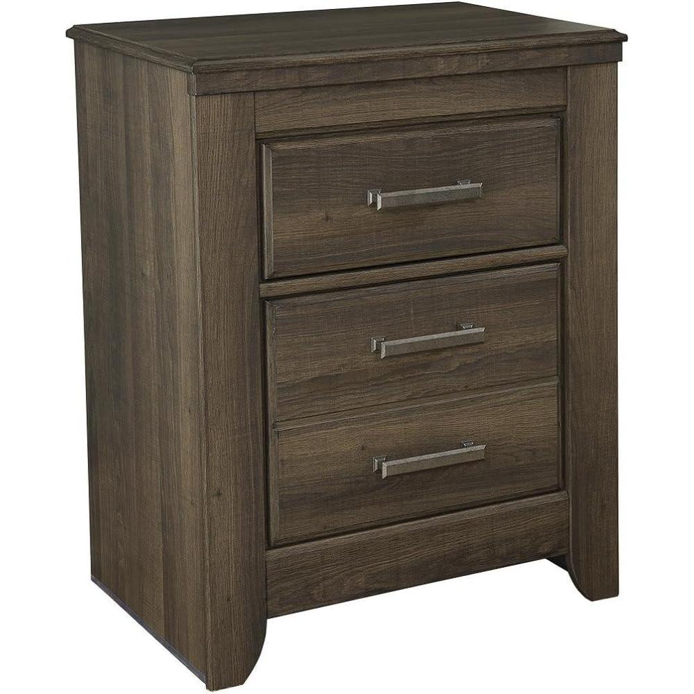 imageSignature Design by Ashley Juararo Rustic 2 Drawer Nightstand 2921quot Tall Dark BrownMedium Brown