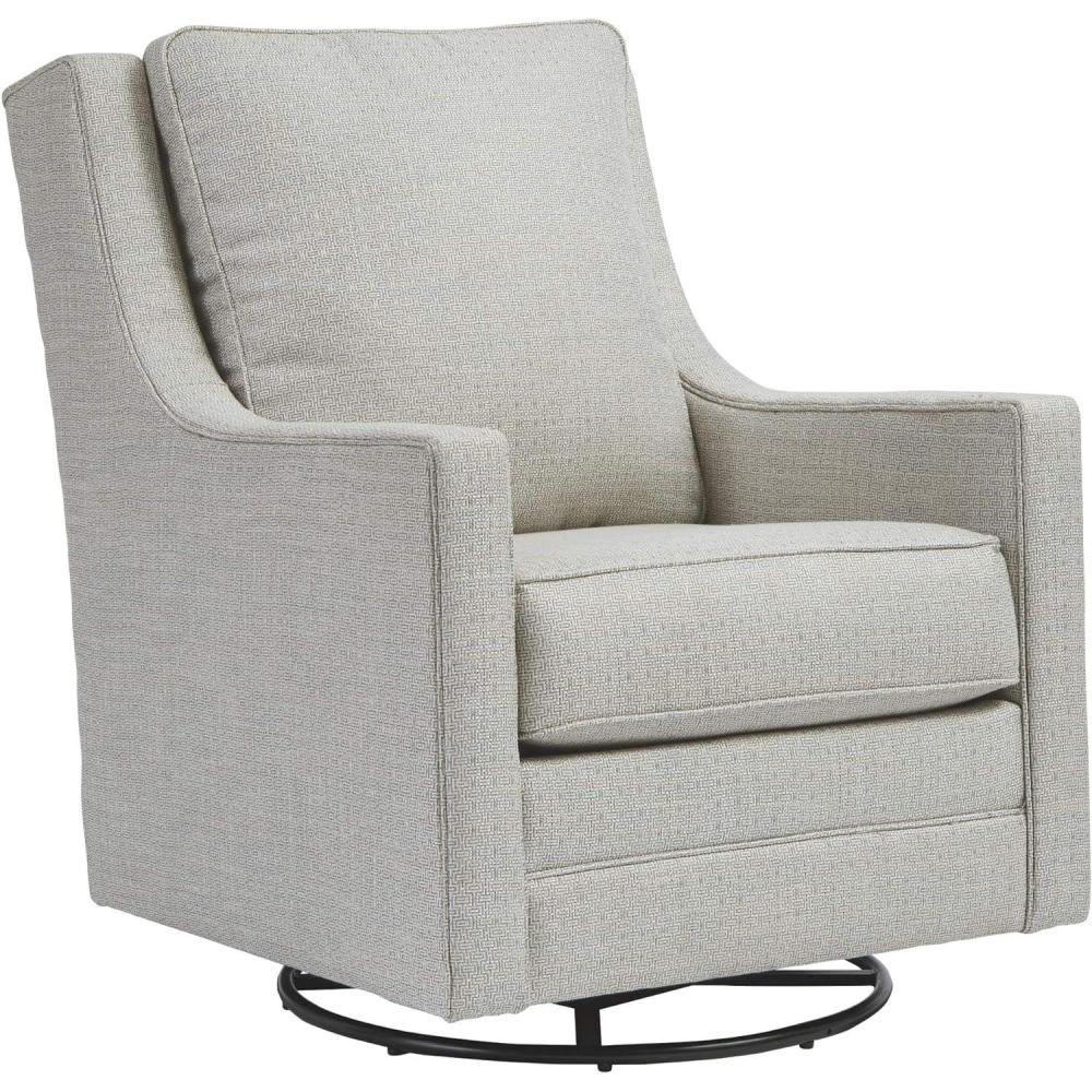 imageSignature Design by Ashley Kambria Striped Upholstered Swivel Accent Glider Chair Ivory ampamp BlackWhite