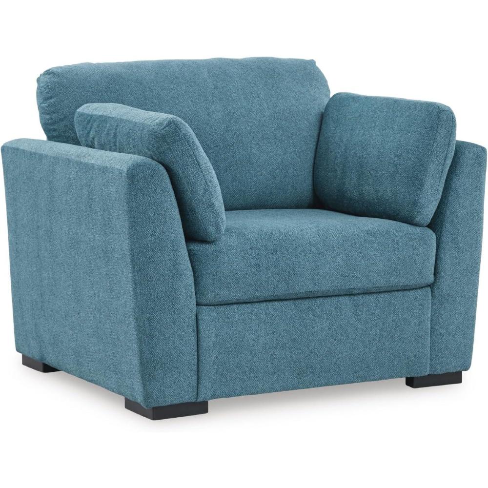 imageSignature Design by Ashley Keerwick Scandinavian Upholstered Oversized Chair with 2 Bolster Pillows BlueBlue