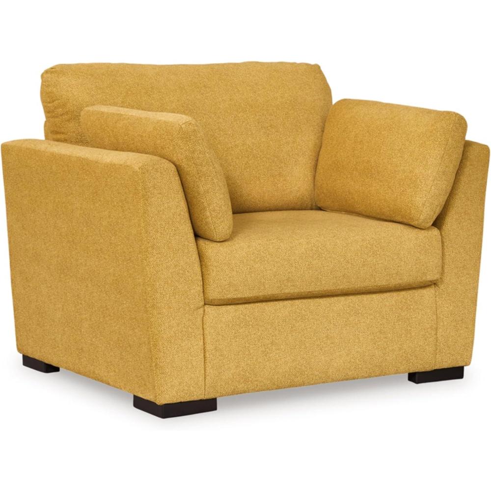 imageSignature Design by Ashley Keerwick Scandinavian Upholstered Oversized Chair with 2 Bolster Pillows BlueYellow