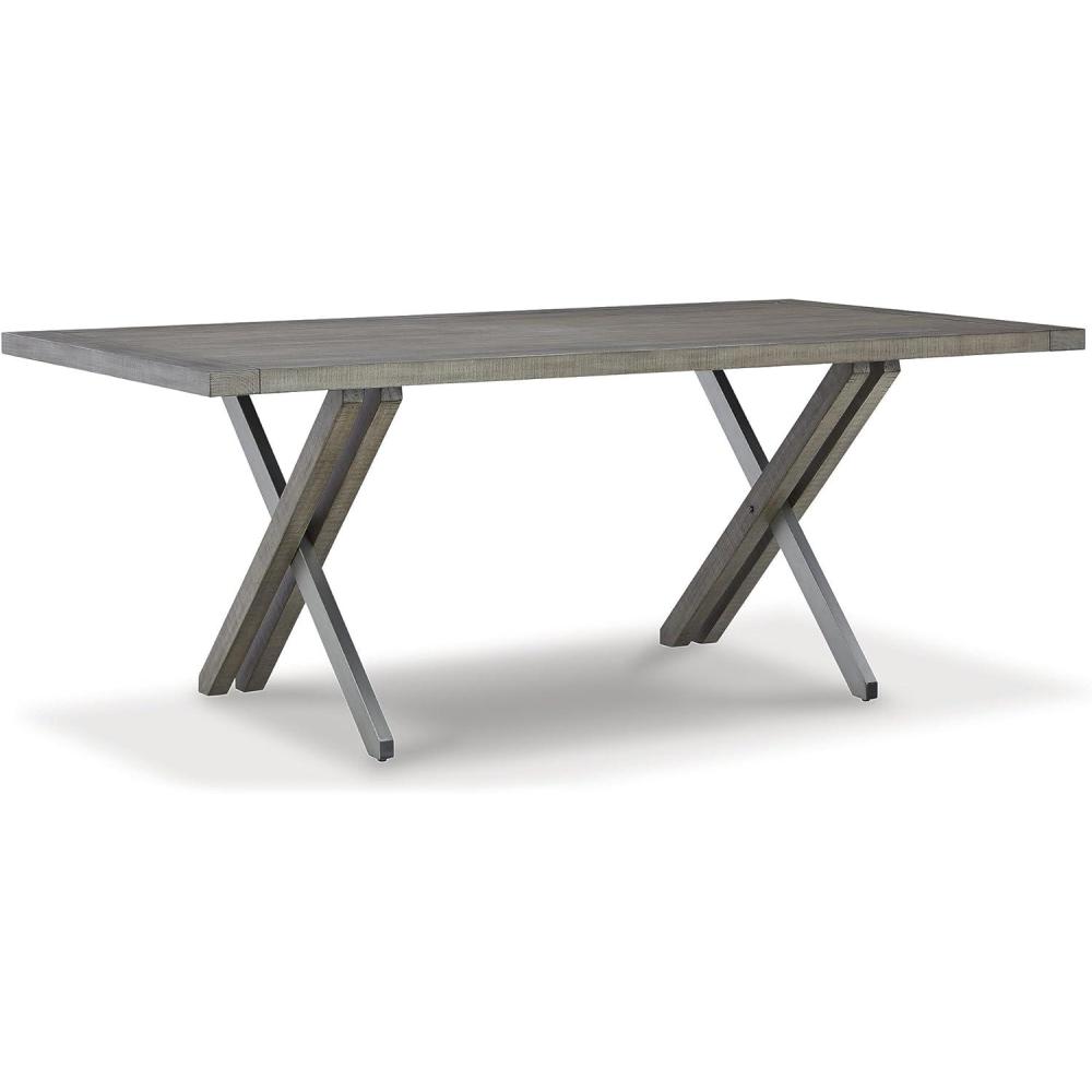imageSignature Design by Ashley Krystanza Casual Dining Table with Cross Base Light Gray