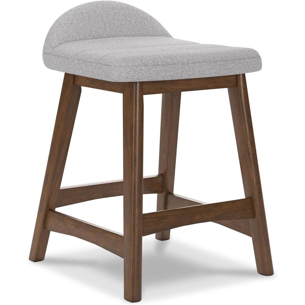 imageSignature Design by Ashley Lyncott Casual Counter Height Upholstered Bar Stool with Foam Cushion 2 Count 2425quot Seat Height Wood Frame Charcoal ampamp BrownLight Gray Brown