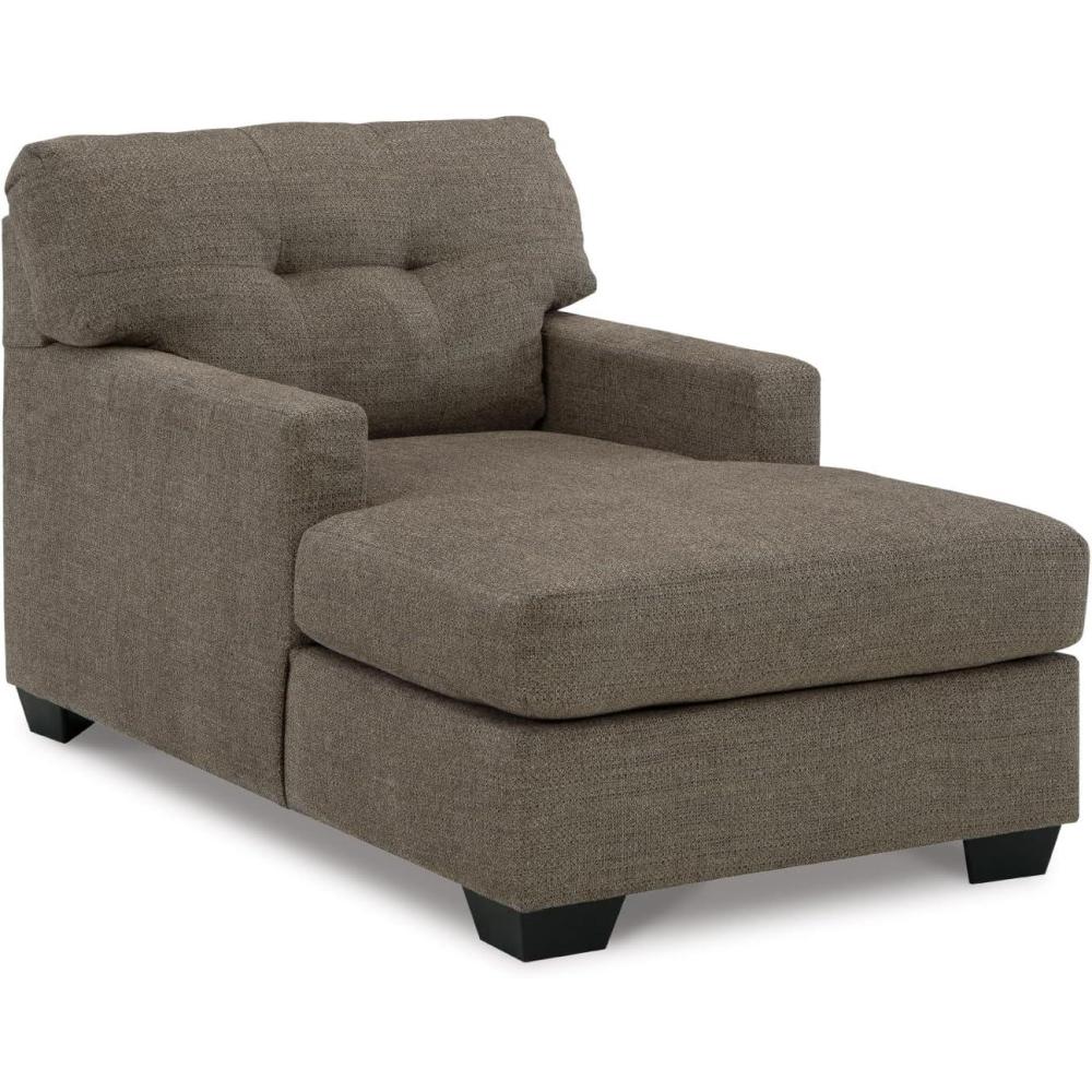 imageSignature Design by Ashley Mahoney Contemporary Tufted Upholstered Chaise BeigeDark Brown
