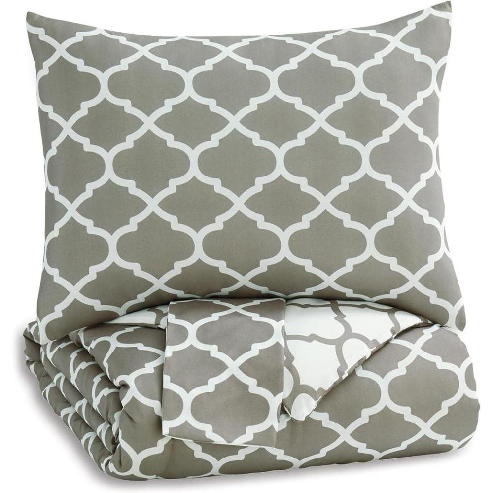 imageSignature Design by Ashley Media Twin Comforter Set GrayWhiteFull