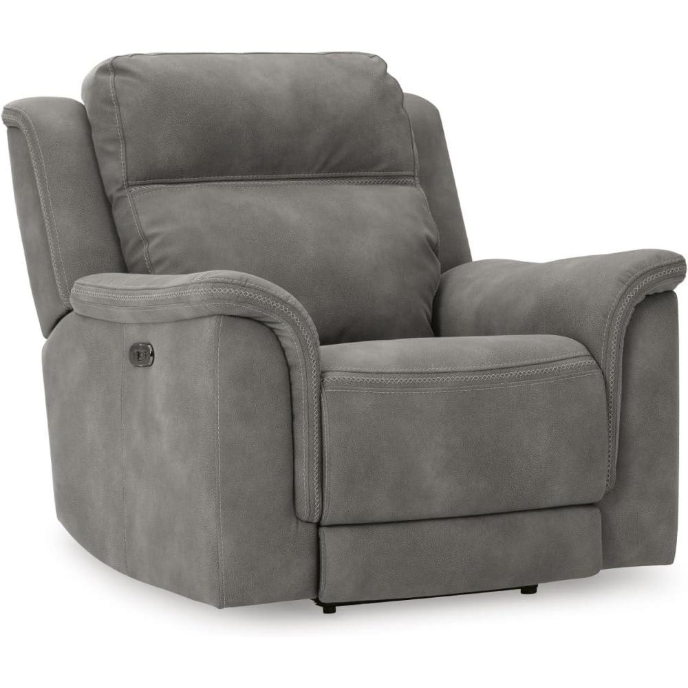 imageSignature Design by Ashley NextGen DuraPella Power Reclining Loveseat with Console ampamp Adjustable Headrest USB Faux Leather 76quot W x 42quot D x 42quot H SlateGrey