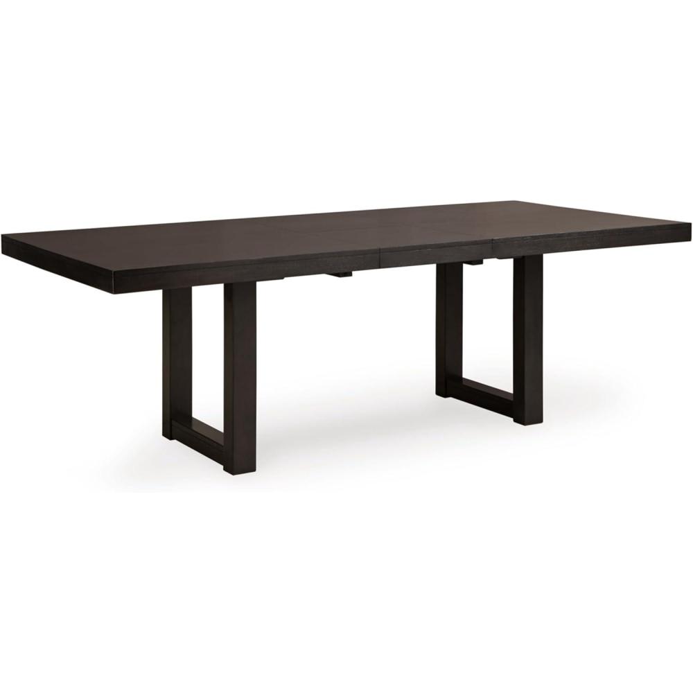 imageSignature Design by Ashley Neymorton Contemporary Dining Extension Table with Sled Base Dark Brown