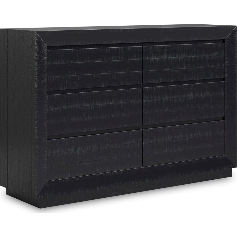 imageSignature Design by Ashley Paxberry Boho 6 Drawer Dresser Smoothgliding Faux Laminate Lined Drawers Wood 6126quot W x 1583quot D x 40quot H WhitewashBlack