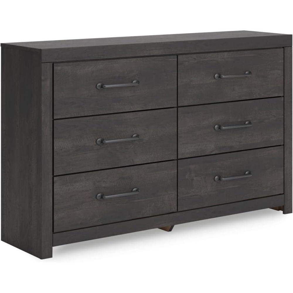 imageSignature Design by Ashley Paxberry Boho 6 Drawer Dresser Smoothgliding Faux Laminate Lined Drawers Wood 6126quot W x 1583quot D x 40quot H WhitewashDark Gray