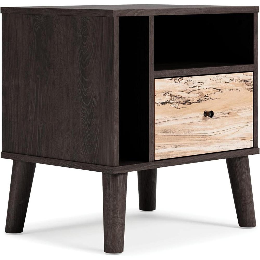 imageSignature Design by Ashley Piperton 1 Drawer Night Stand Nightstand 2188quot Tall Black ampamp Light BrownBlack