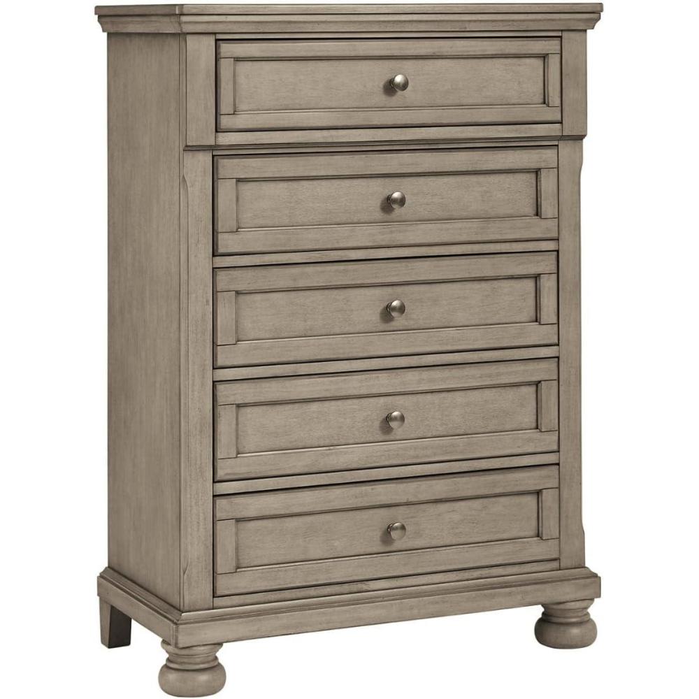 imageSignature Design by Ashley Robbinsdale Casual 5 Drawer Chest with FeltLined Upper Drawer WhiteLight Gray