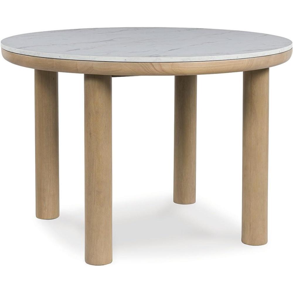 imageSignature Design by Ashley Sawdyn Casual Faux Marble Dining Table Light Brown