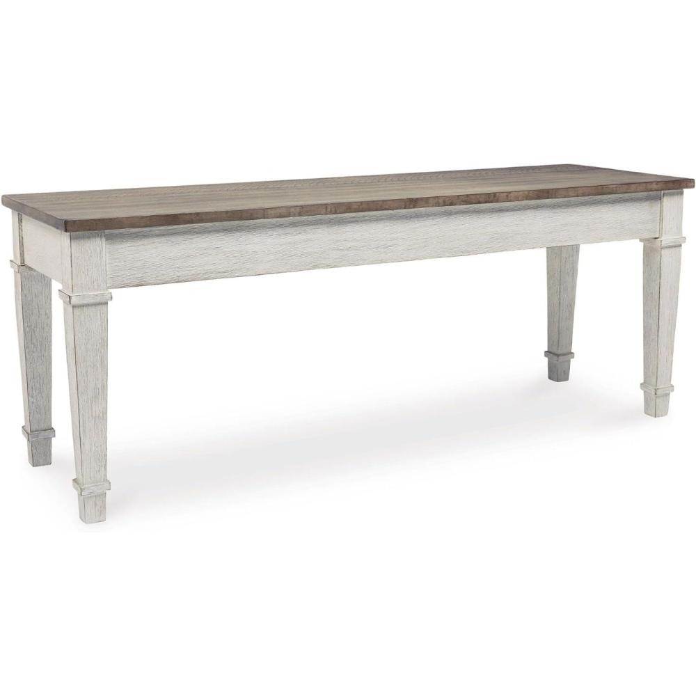 imageSignature Design by Ashley Skempton Farmhouse Storage Bench Distressed Finish Seat With Hidden Storage Wood 48quot W x 15quot D x 185quot H White ampamp Light BrownStorage Bench