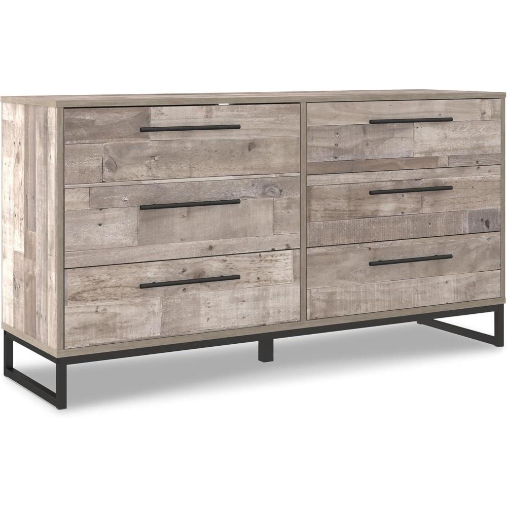 imageSignature Design by Ashley Socalle Modern 6Drawer Dresser with Safety Stop BlackWhitewashBlack