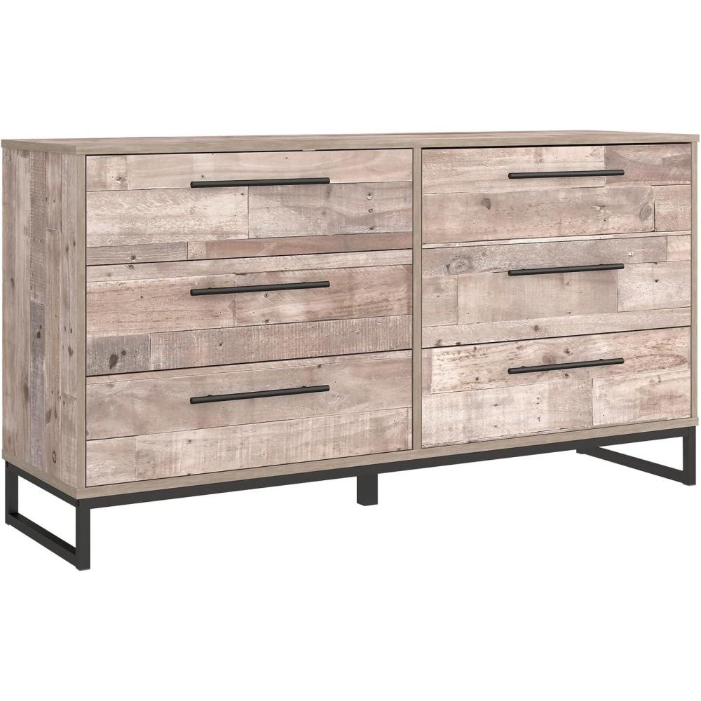 imageSignature Design by Ashley Socalle Modern 6Drawer Dresser with Safety Stop BlackWhitewashBlack1