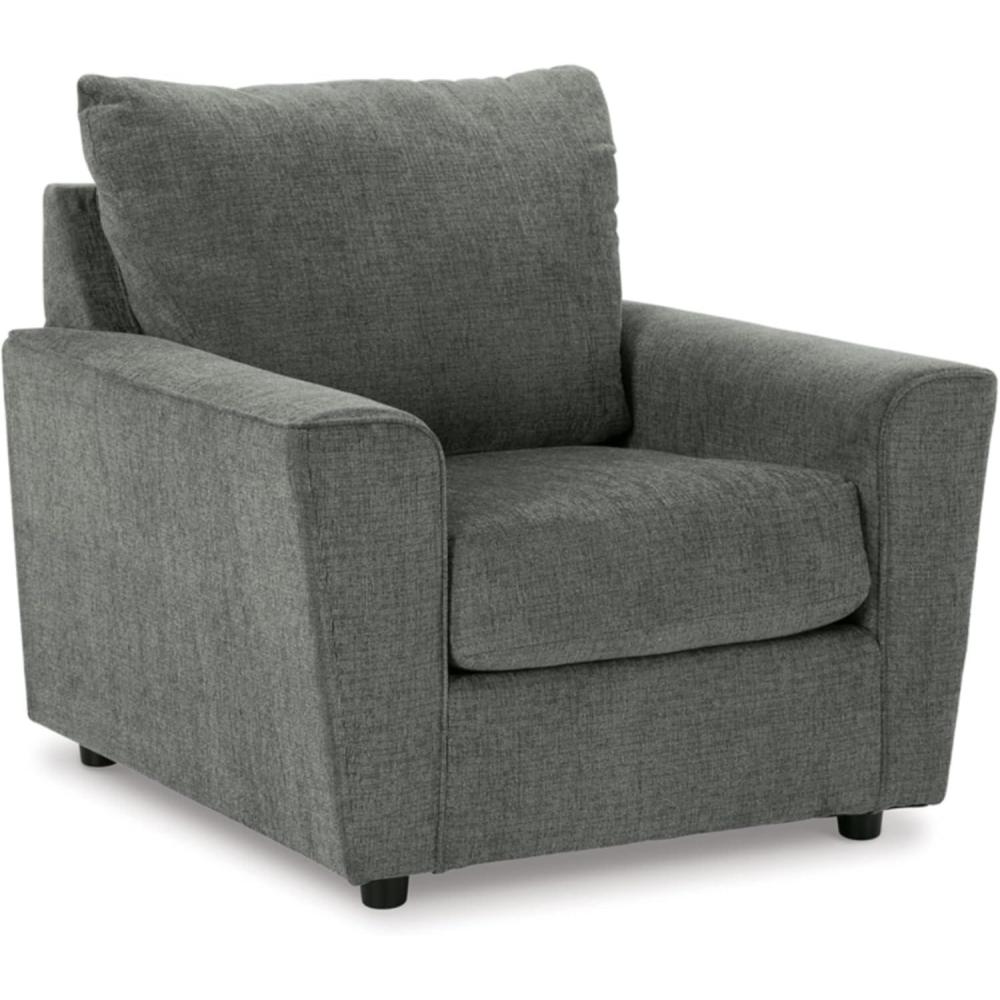 imageSignature Design by Ashley Stairatt Contemporary Square Upholstered Chair GrayDark Gray