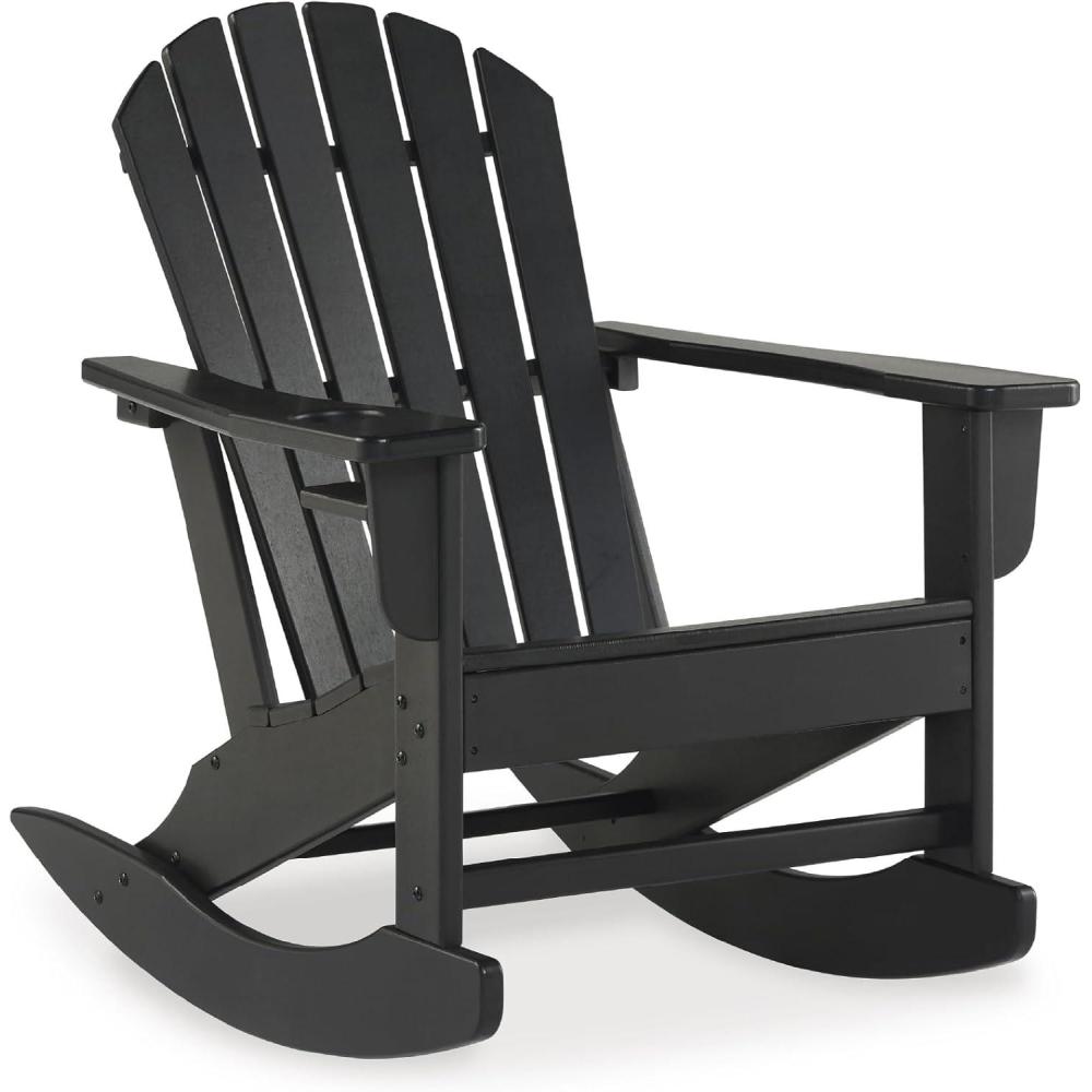 imageSignature Design by Ashley Sundown Treasure Cottage Weather Resistant Outdoor Rocking Chair with 1 Cup Holder Light BrownBlack