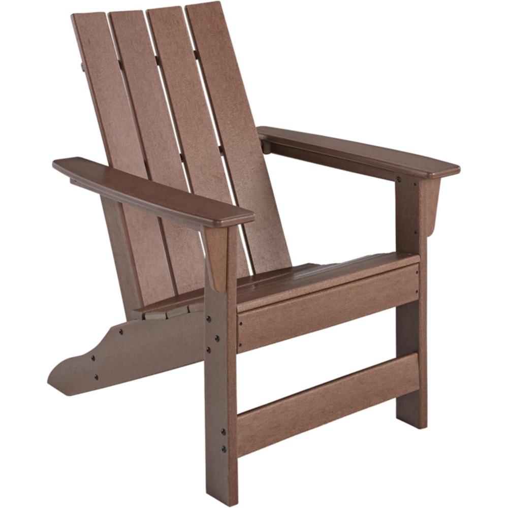imageSignature Design by Ashley Sundown Treasure Outdoor Patio HDPE Weather Resistant Adirondack Chair WhiteBrown