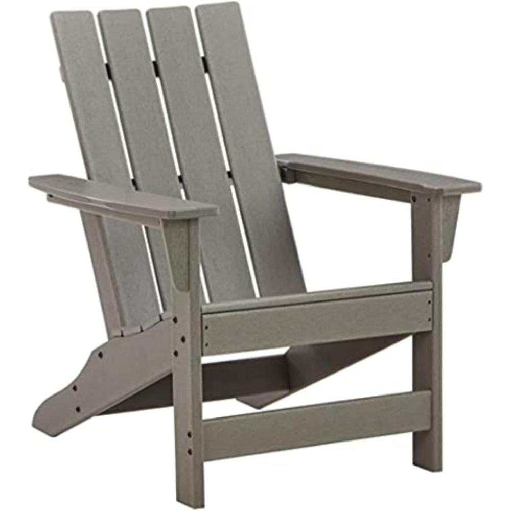 imageSignature Design by Ashley Sundown Treasure Outdoor Patio HDPE Weather Resistant Adirondack Chair WhiteGrey
