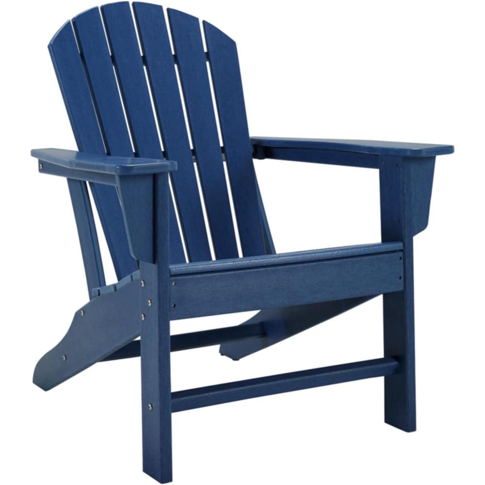 imageSignature Design by Ashley Sundown Treasure Outdoor Patio HDPE Weather Resistant Adirondack Chair WhiteNavy Blue