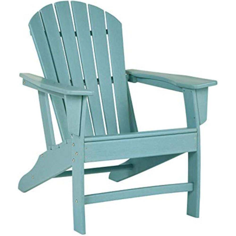 imageSignature Design by Ashley Sundown Treasure Outdoor Patio HDPE Weather Resistant Adirondack Chair WhiteTurquoise