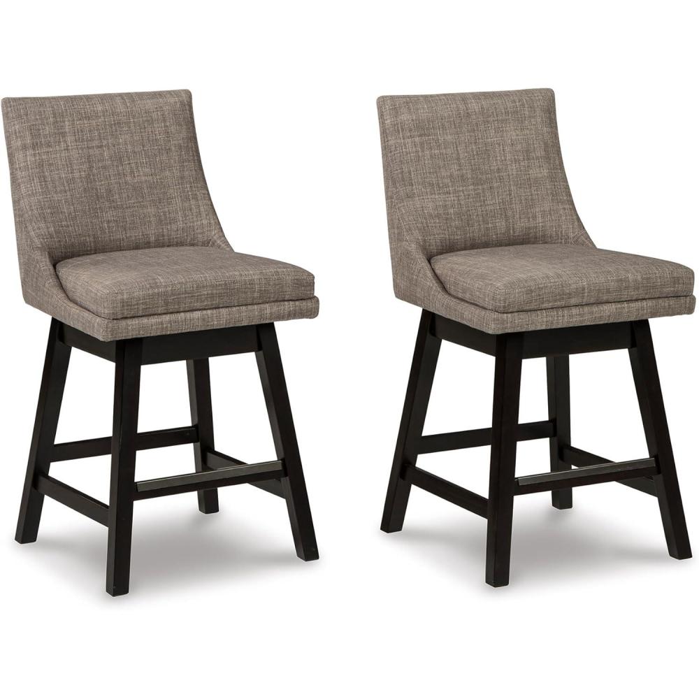imageSignature Design by Ashley Tallenger Upholstered Counter Height Barstool Set of 2 BeigeLight Gray