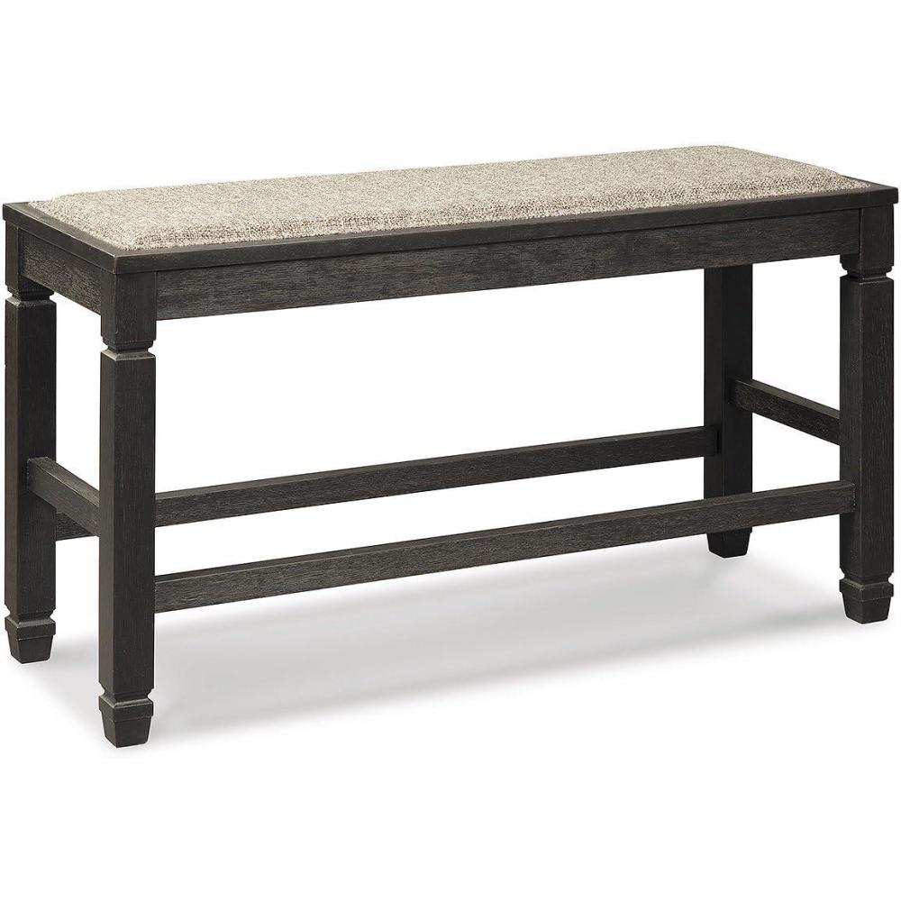 imageSignature Design by Ashley Tyler Creek Urban Farmhouse Counter Height Upholstered Dining Bench Almost BlackDarkwash