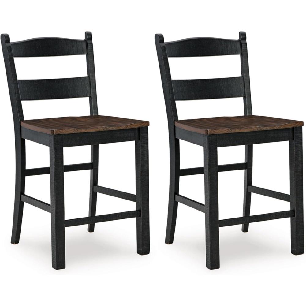 imageSignature Design by Ashley Valebeck Casual Rustic Counter Height Bar Stool with Contoured Seat and Footrest Set of 2 Wood 24quot High Black ampamp Dark Brown