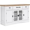 imageSignature Design by Ashley Ashbryn Casual Dining Server with FeltLined Drawers and Safety Stop White ampamp Light Brown