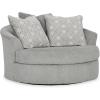 imageSignature Design by Ashley Casselbury Contemporary Upholstered Oversized Swivel Accent Chair with 3 Throw Pillows Light Gray
